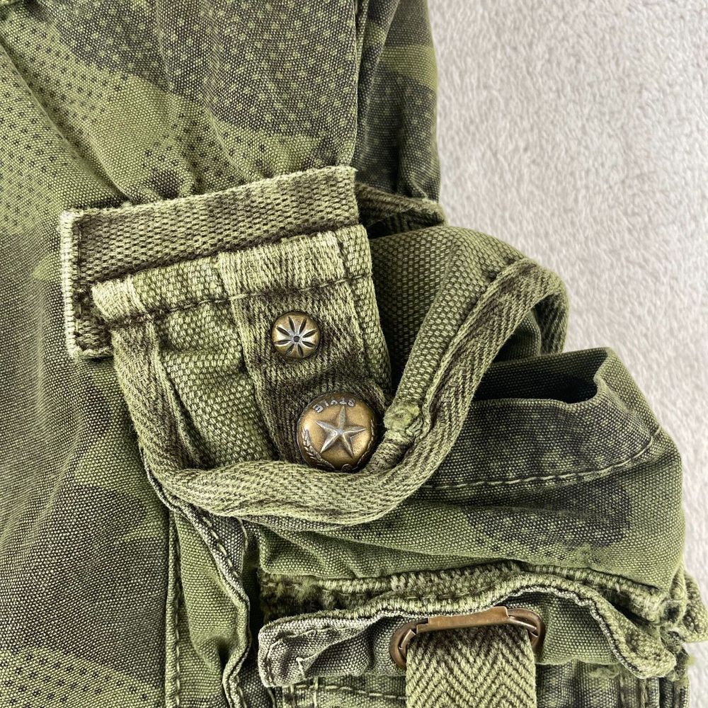Vintage Japanese Junye Cargo Pants Men 32‎ Green Camo Paratrooper Tactical Y2K - Picture 7 of 16